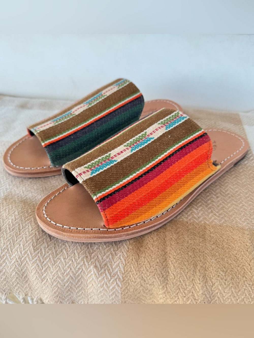 Agave Sky Aztec Print Slide Sandals Boho Western Southwest Blanket Women’s 10